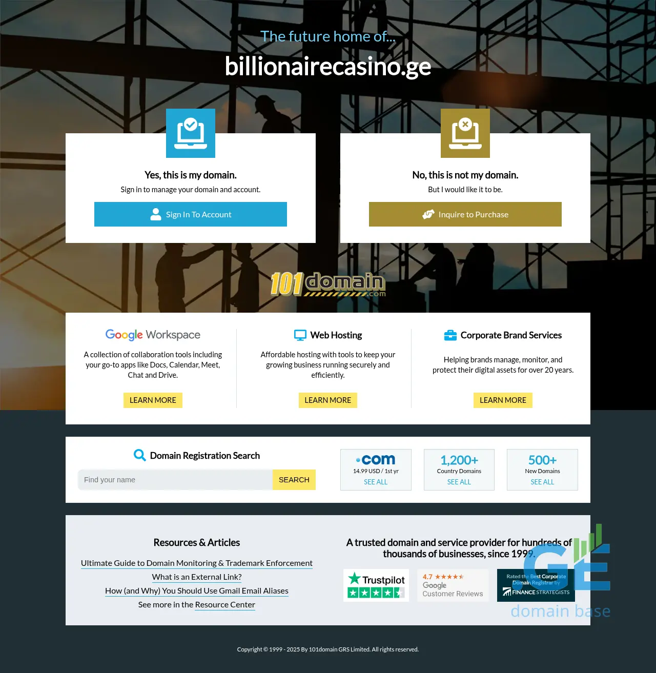 Screenshot of the site billionairecasino.ge