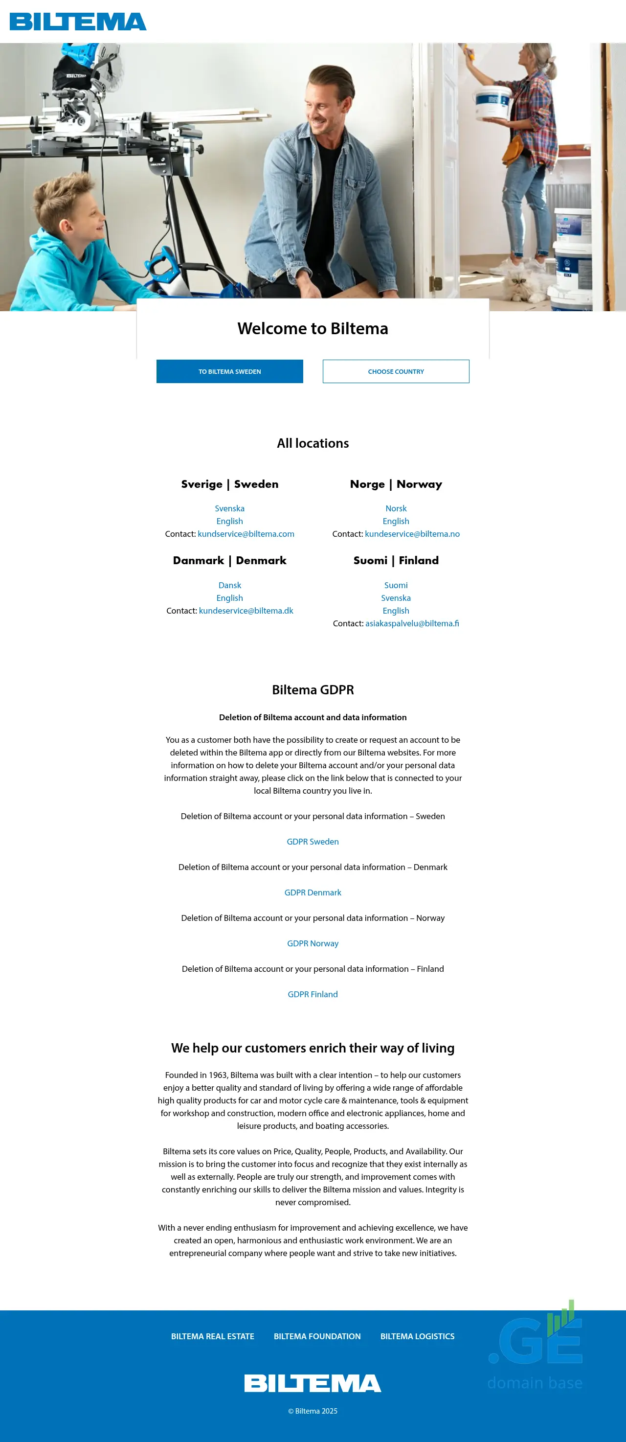 Screenshot of the site biltema.ge