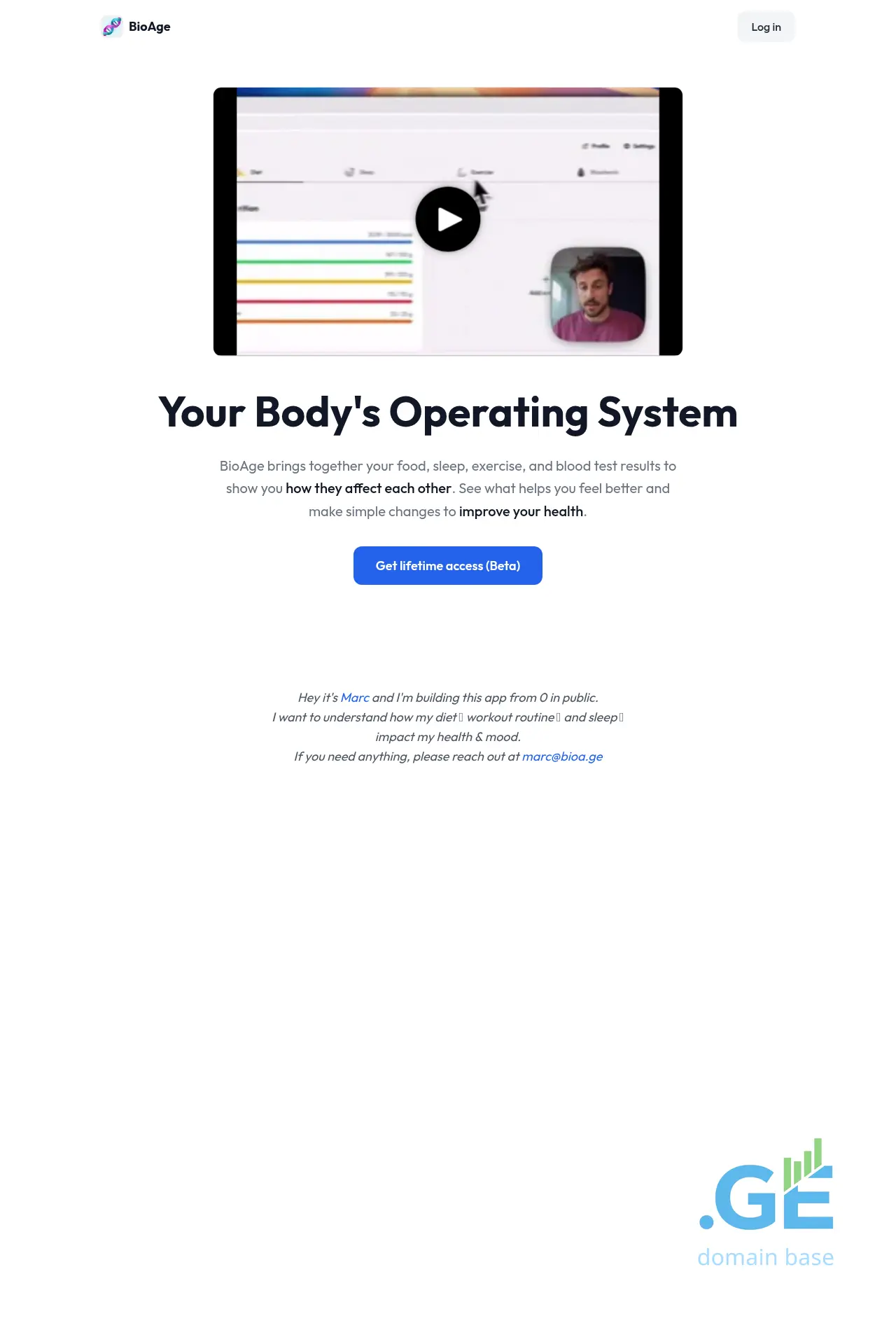 Screenshot of the site bioa.ge