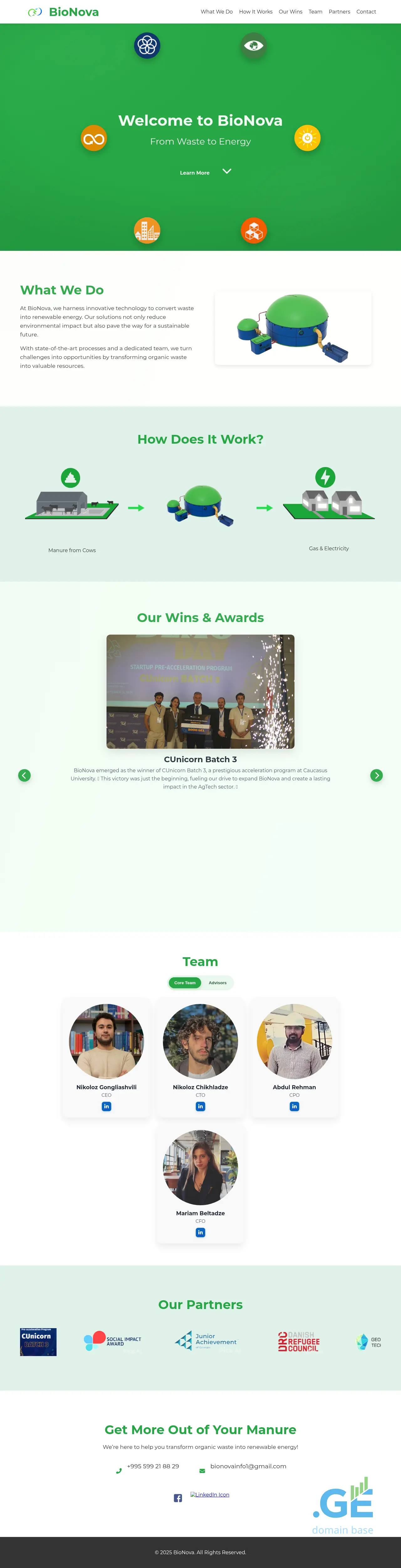 Screenshot of the site bionova.ge