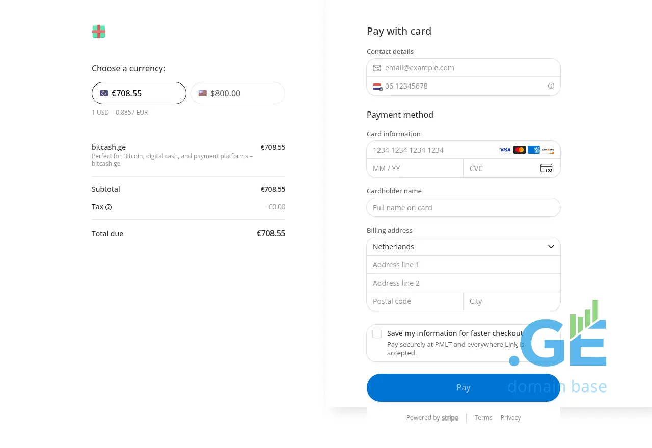 Screenshot of the site bitcash.ge