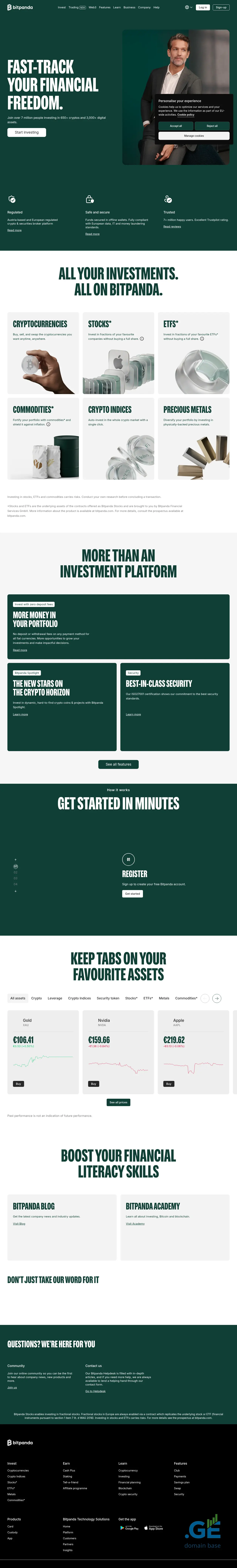 Screenshot of the site bitpanda.ge