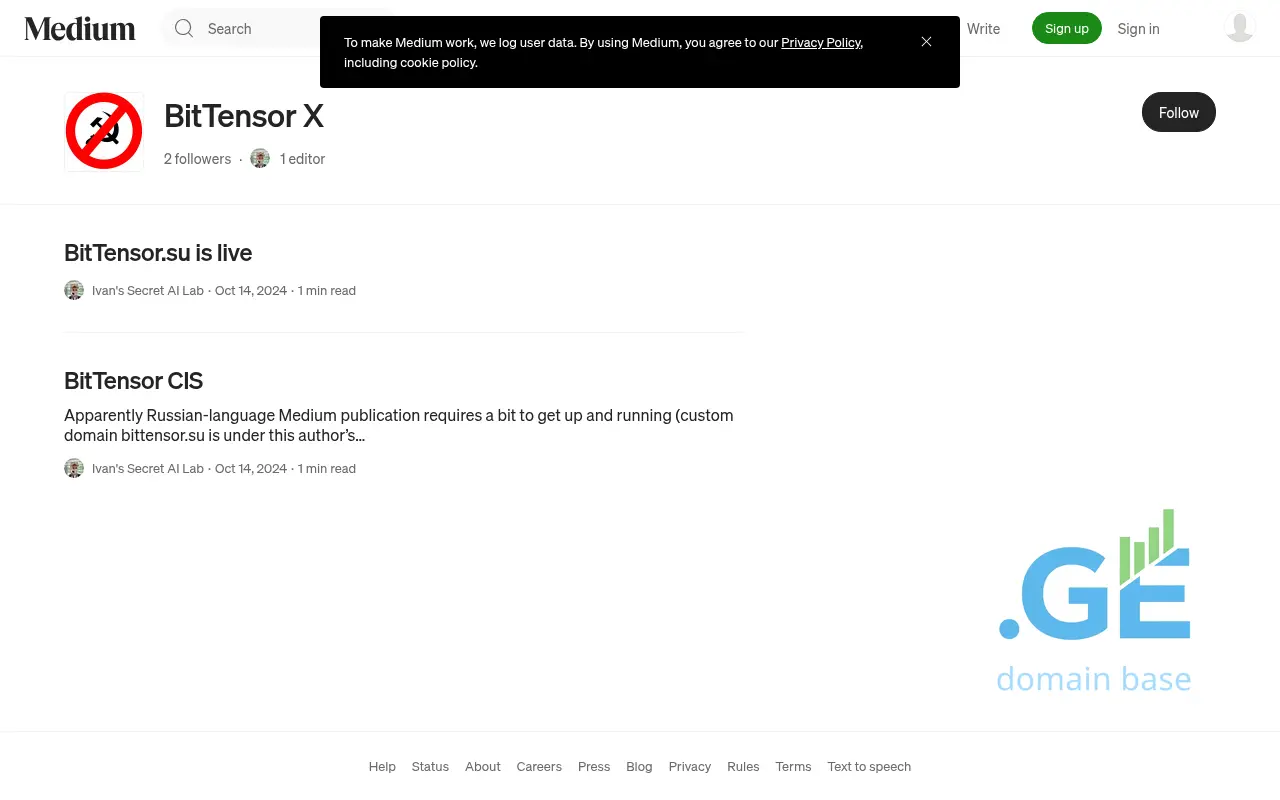 Screenshot of the site bittensor.ge