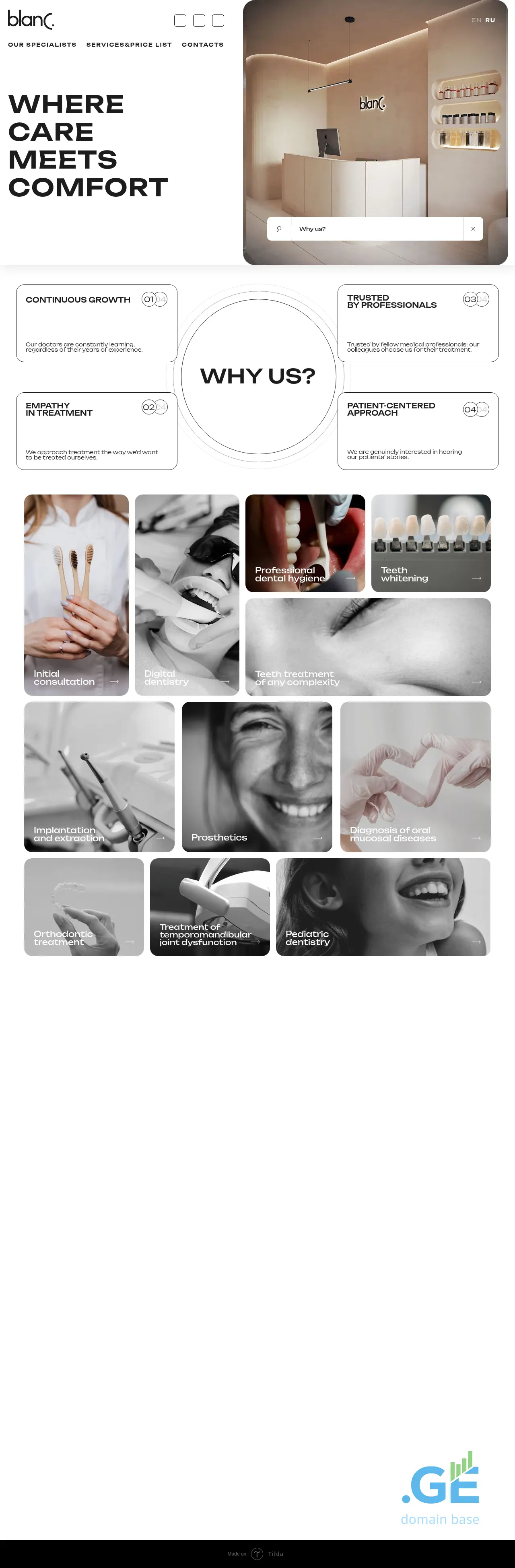 Screenshot of the site blancdental.ge