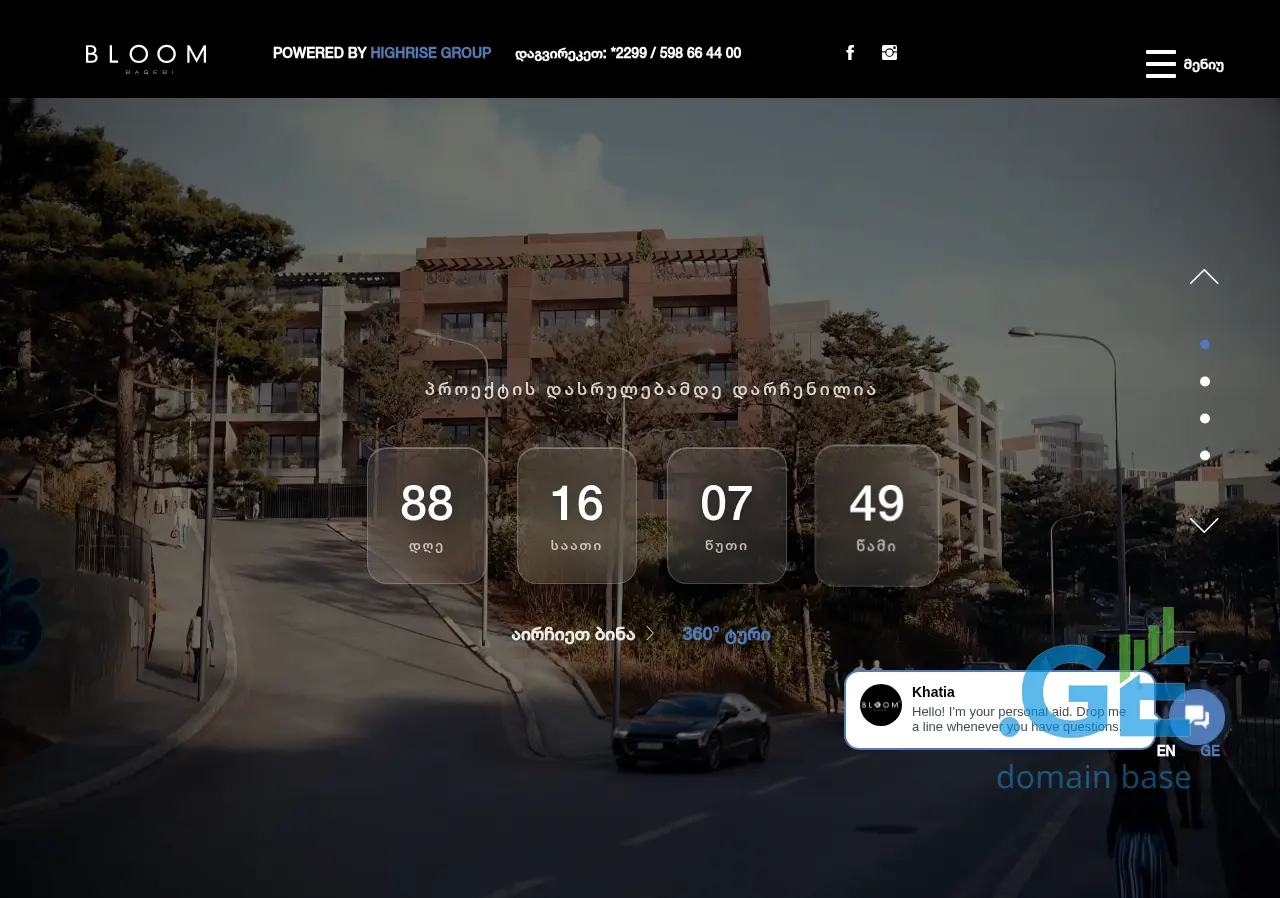Screenshot of the site bloombagebi.ge