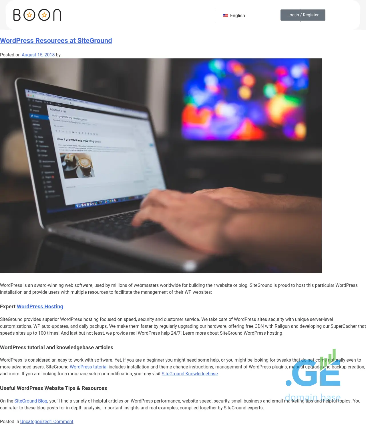 Screenshot of the site boon.ge
