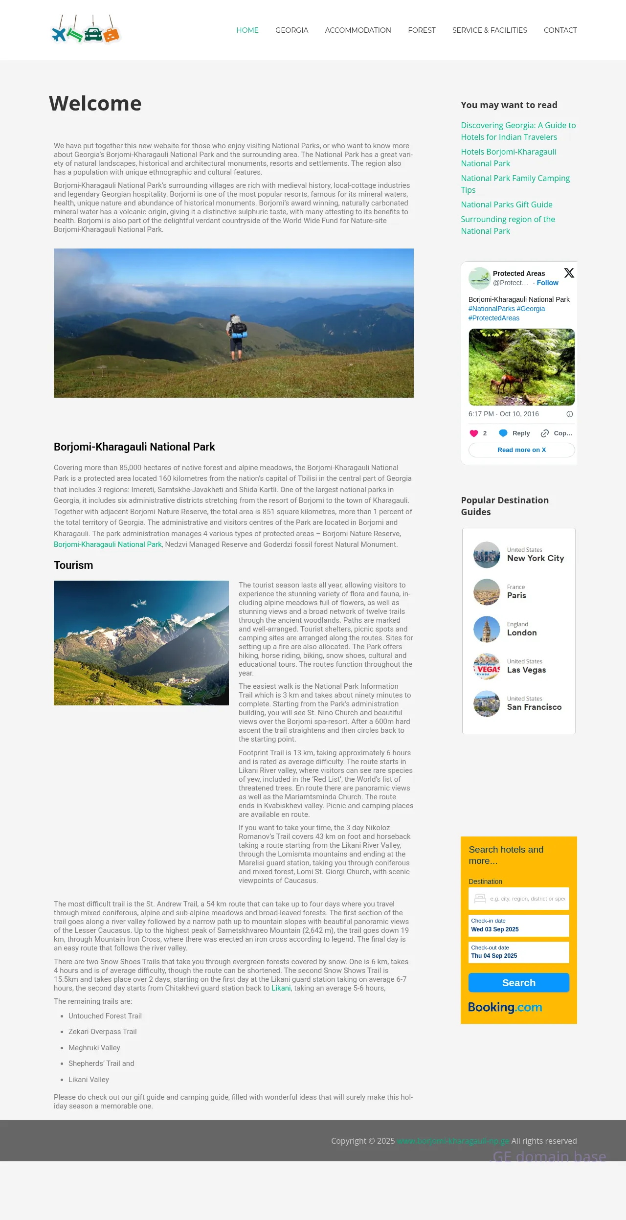 Screenshot of the site borjomi-kharagauli-np.ge