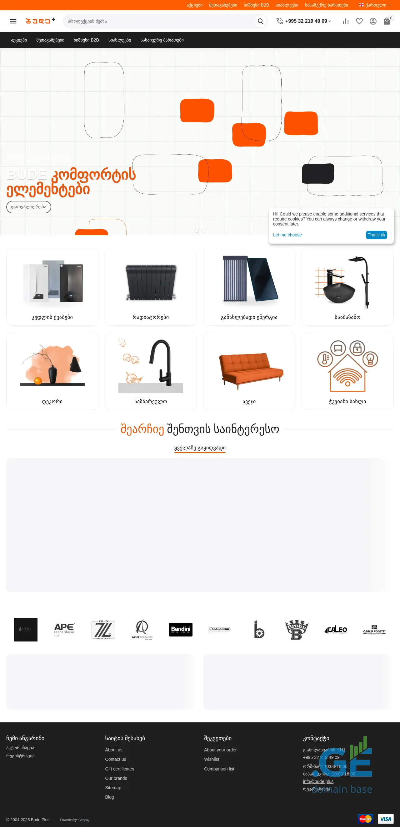 Screenshot of the site budeplus.ge