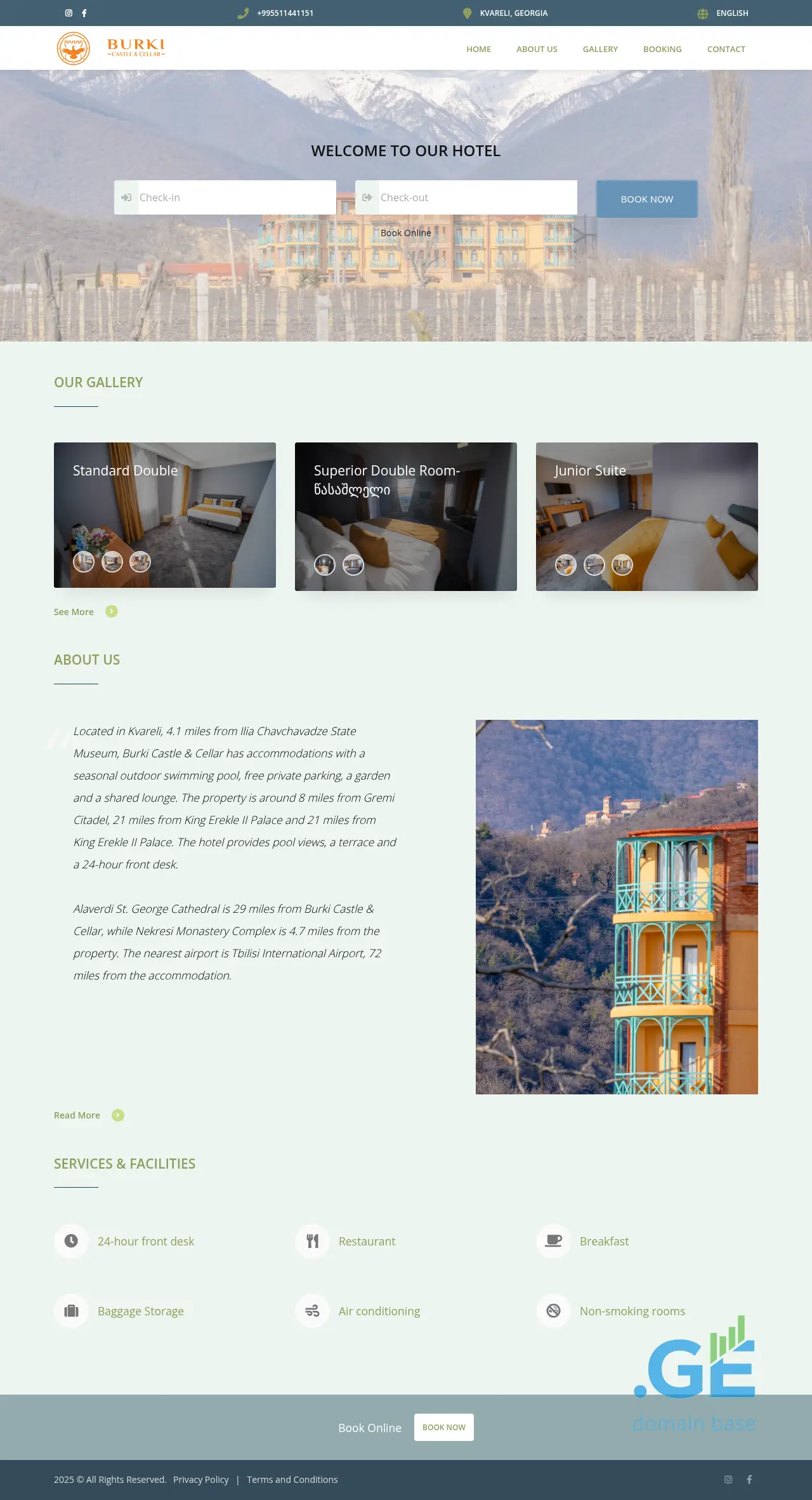 Screenshot of the site burkihotel.ge