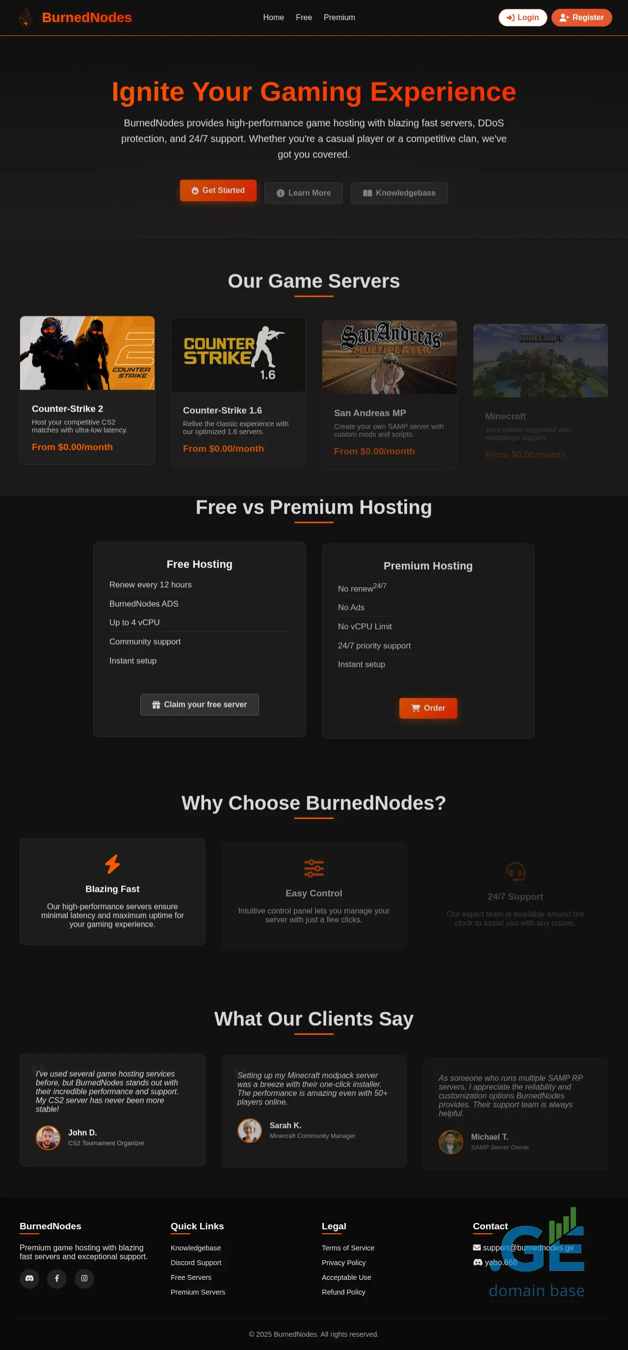 Screenshot of the site burnednodes.ge