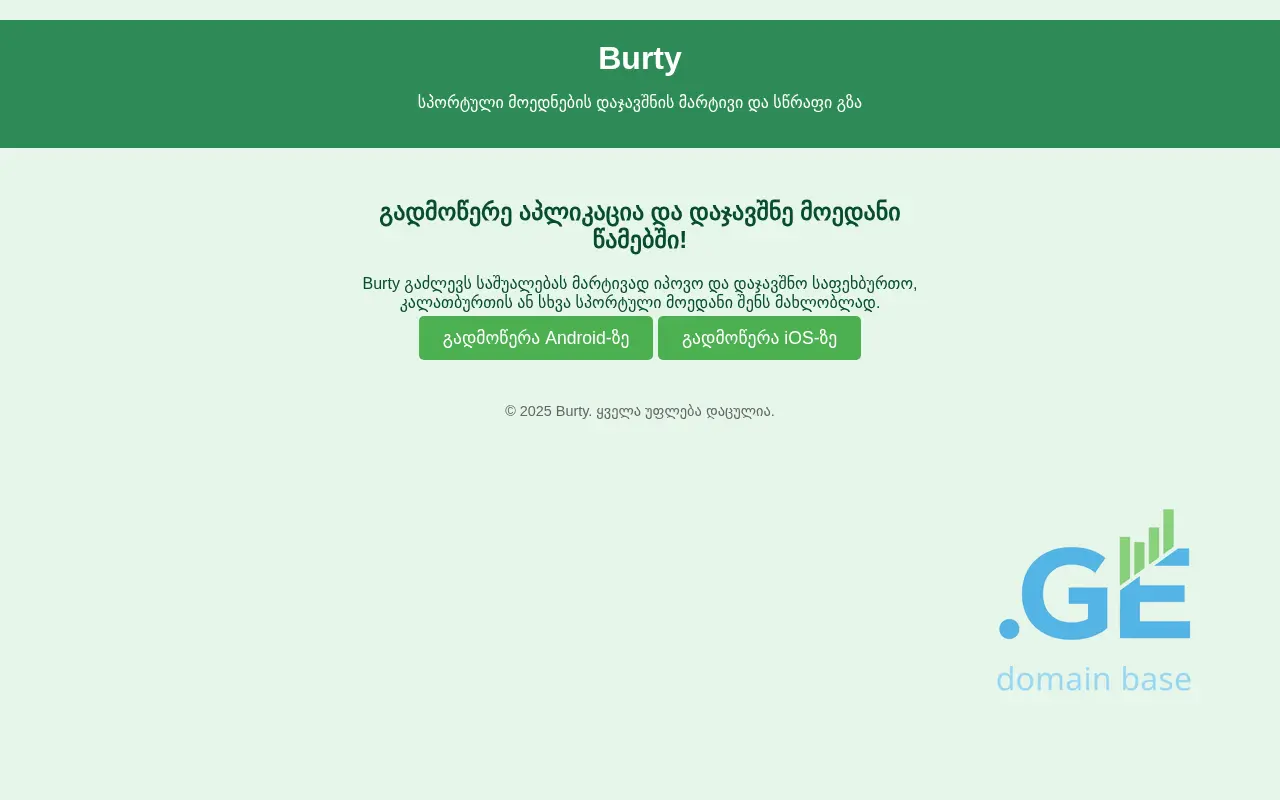 Screenshot of the site burty.ge