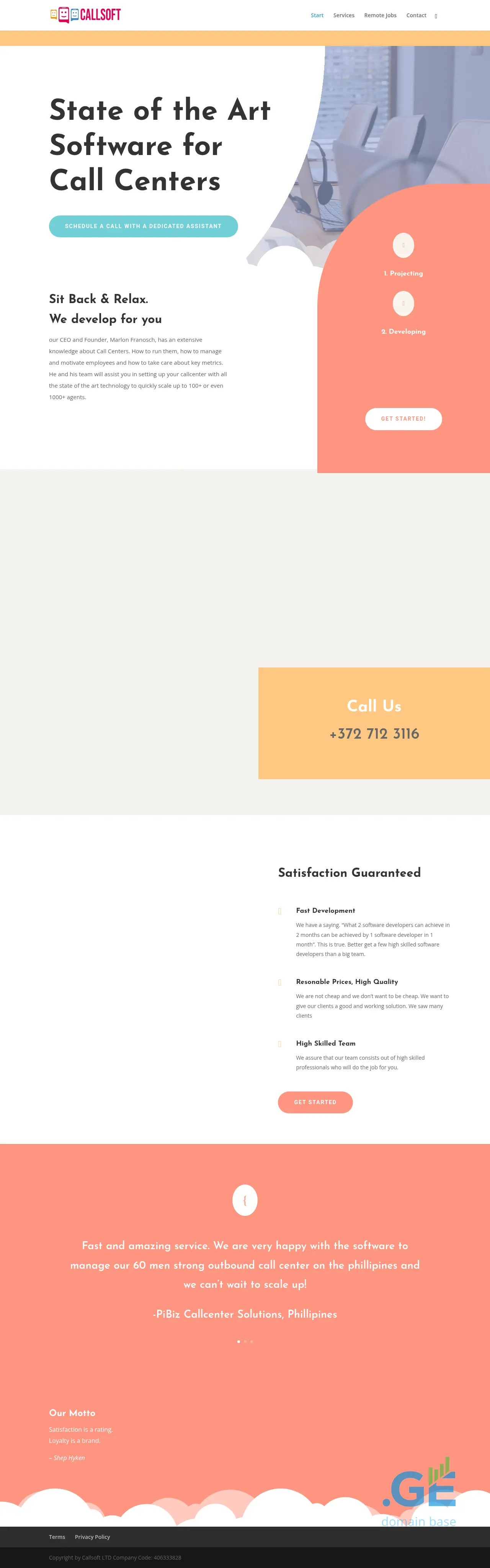 Screenshot of the site callsoft.ge