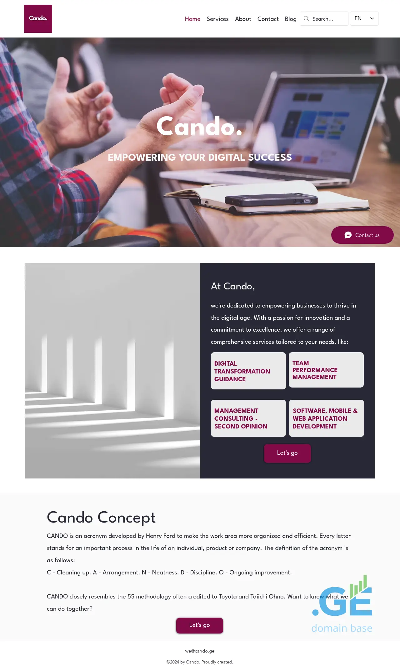 Screenshot of the site cando.ge