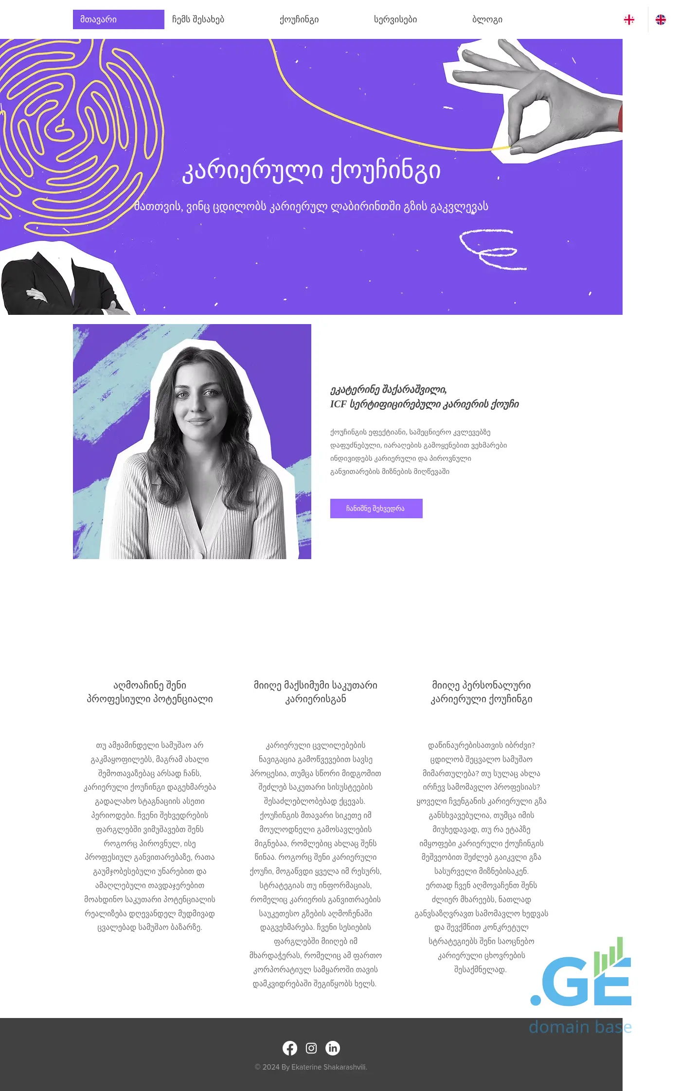 Screenshot of the site careercoach.ge