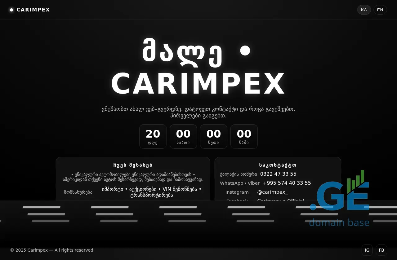 Screenshot of the site carimpex.ge