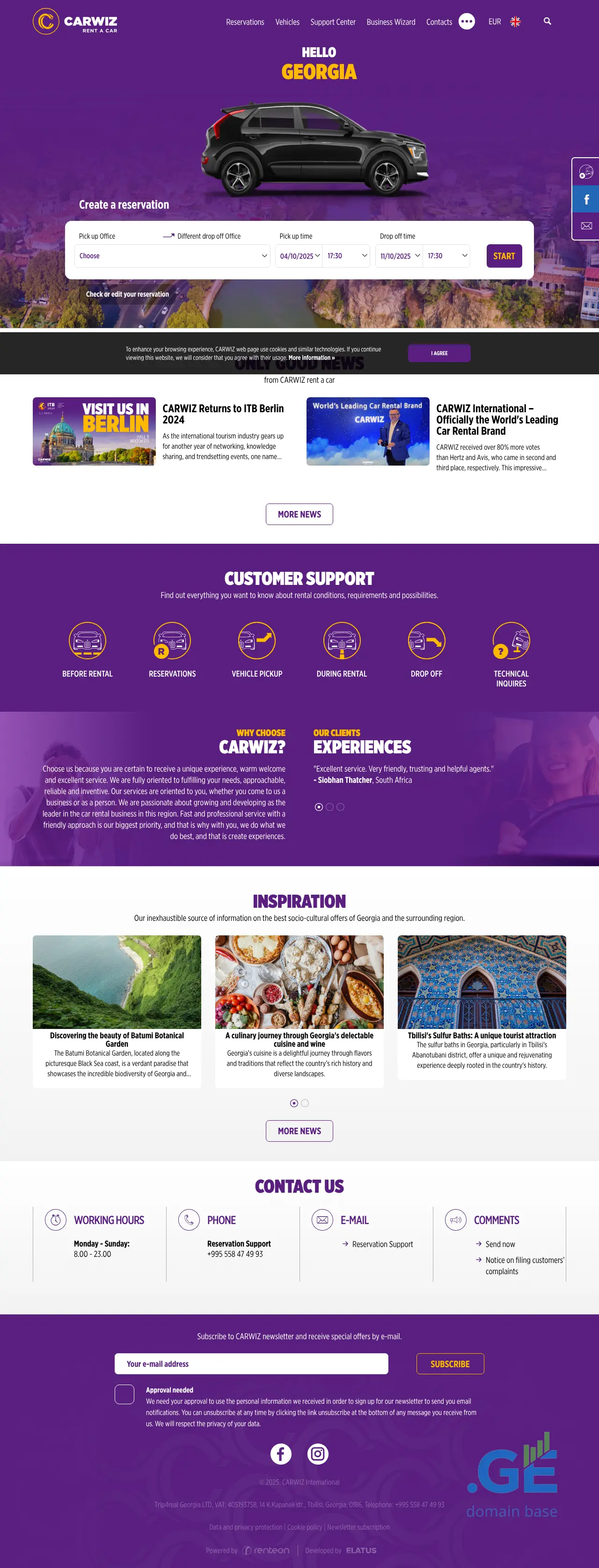 Screenshot of the site carwiz.ge