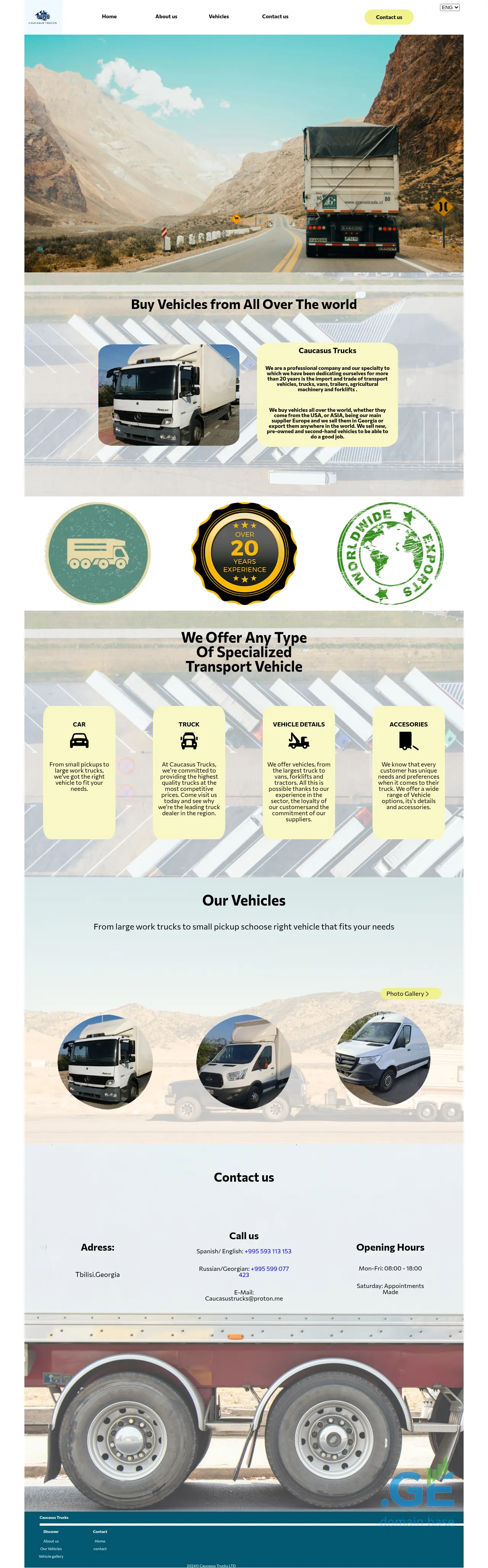Screenshot of the site caucasustrucks.ge