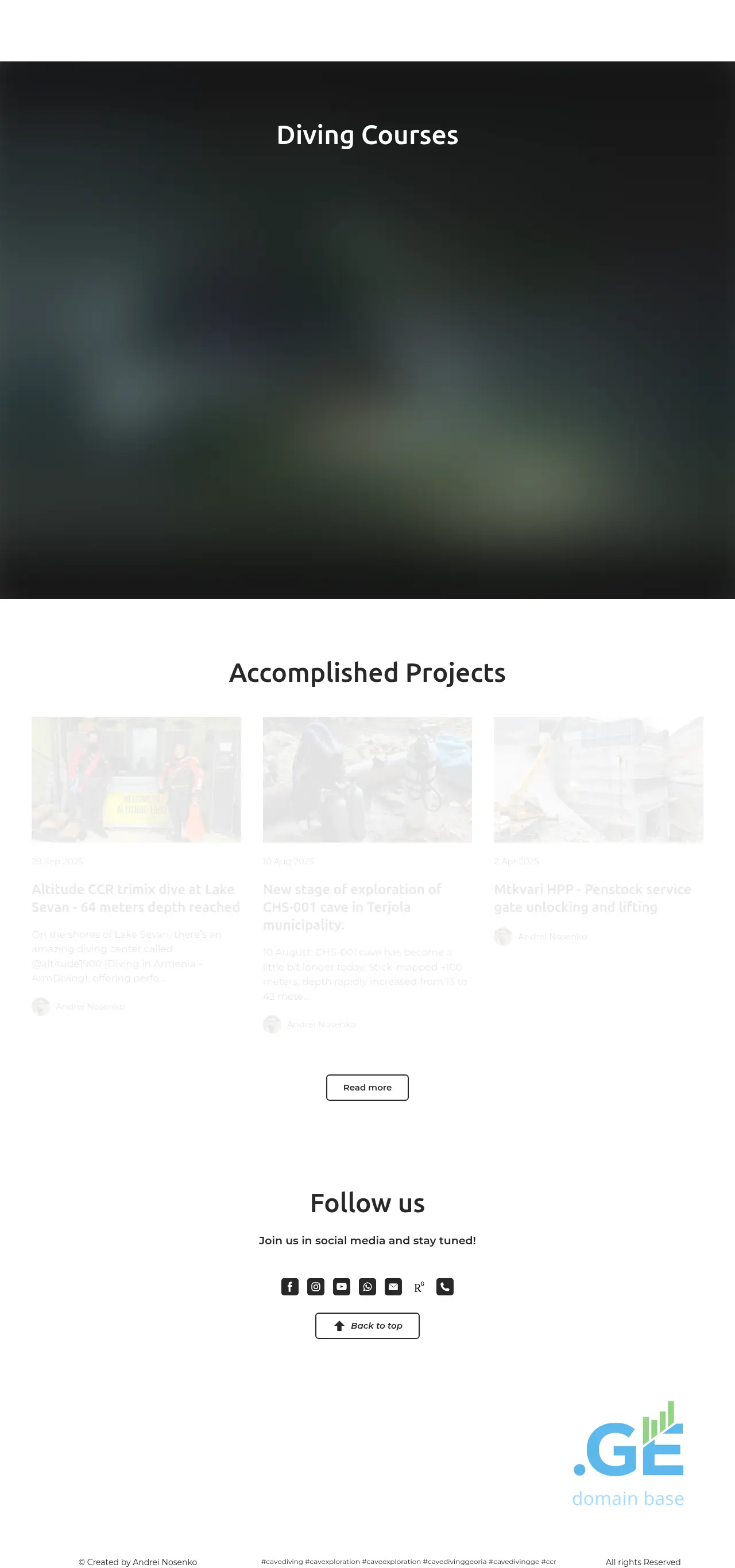 Screenshot of the site cavediving.ge