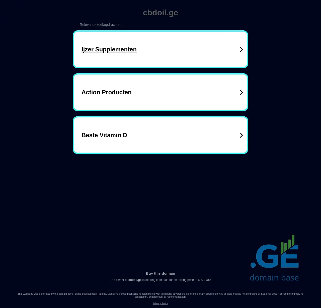 Screenshot of the site cbdoil.ge
