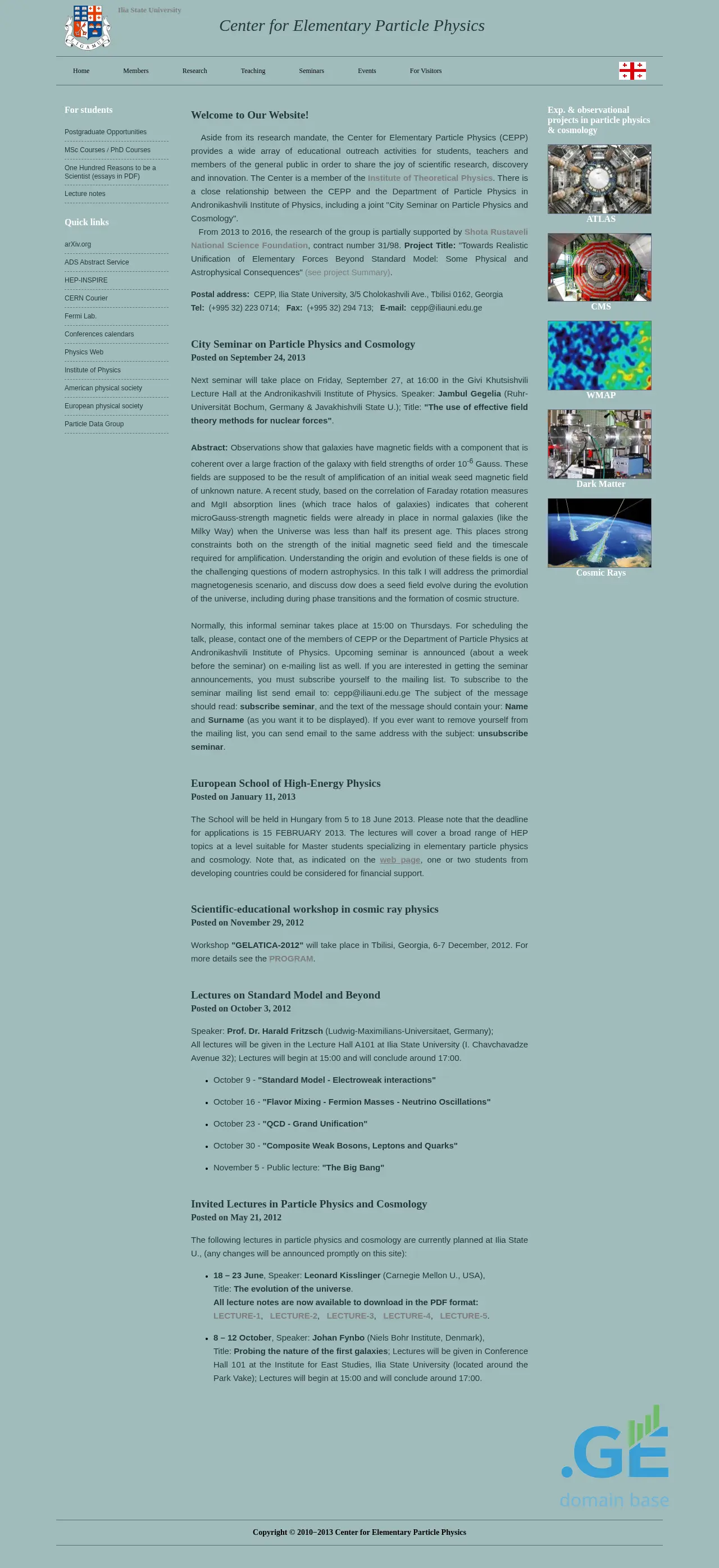 Screenshot of the site cepp.iliauni.edu.ge