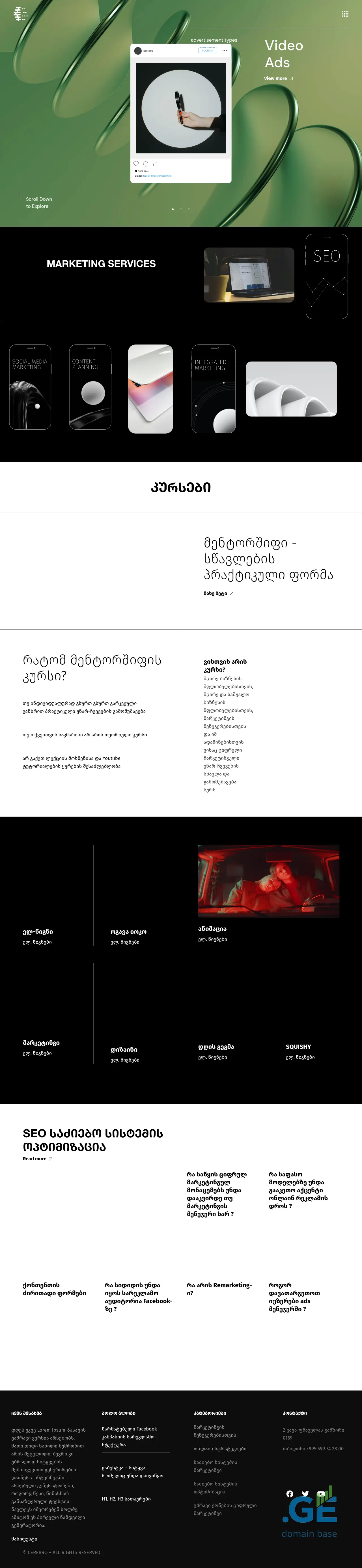 Screenshot of the site cerebro.ge