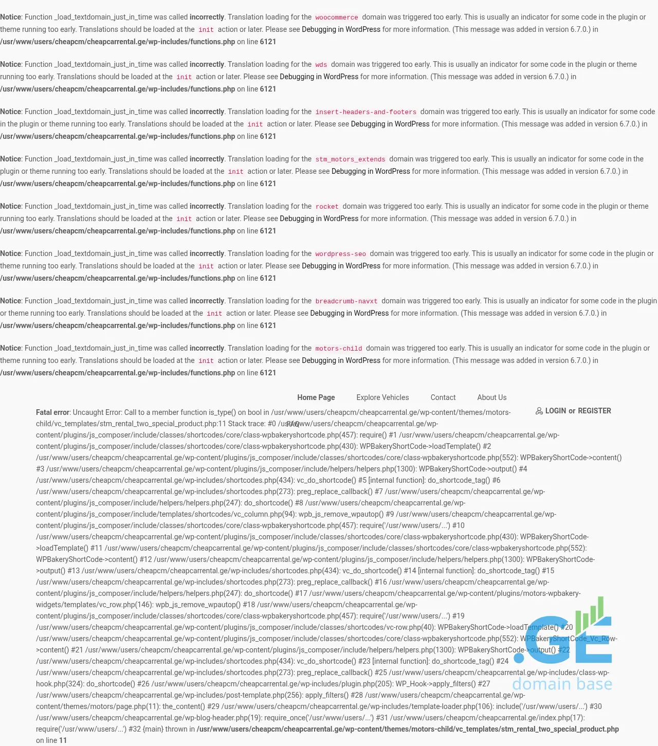 Screenshot of the site cheapcarrental.ge