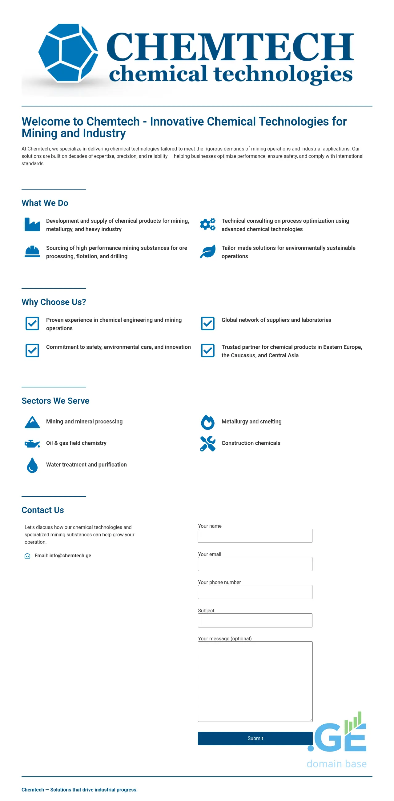 Screenshot of the site chemtech.ge