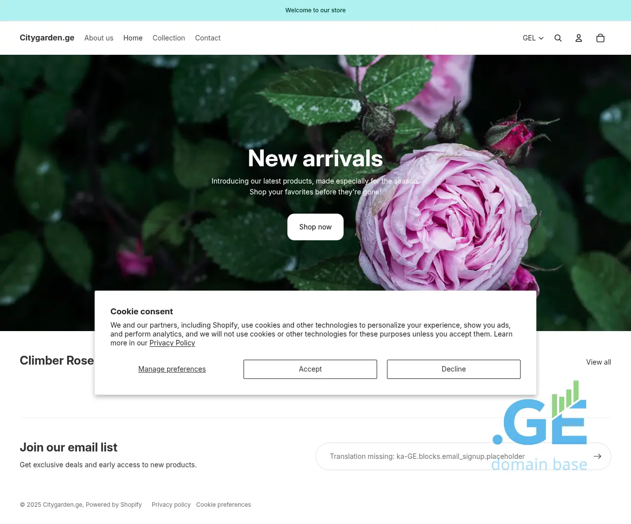 Screenshot of the site citygarden.ge