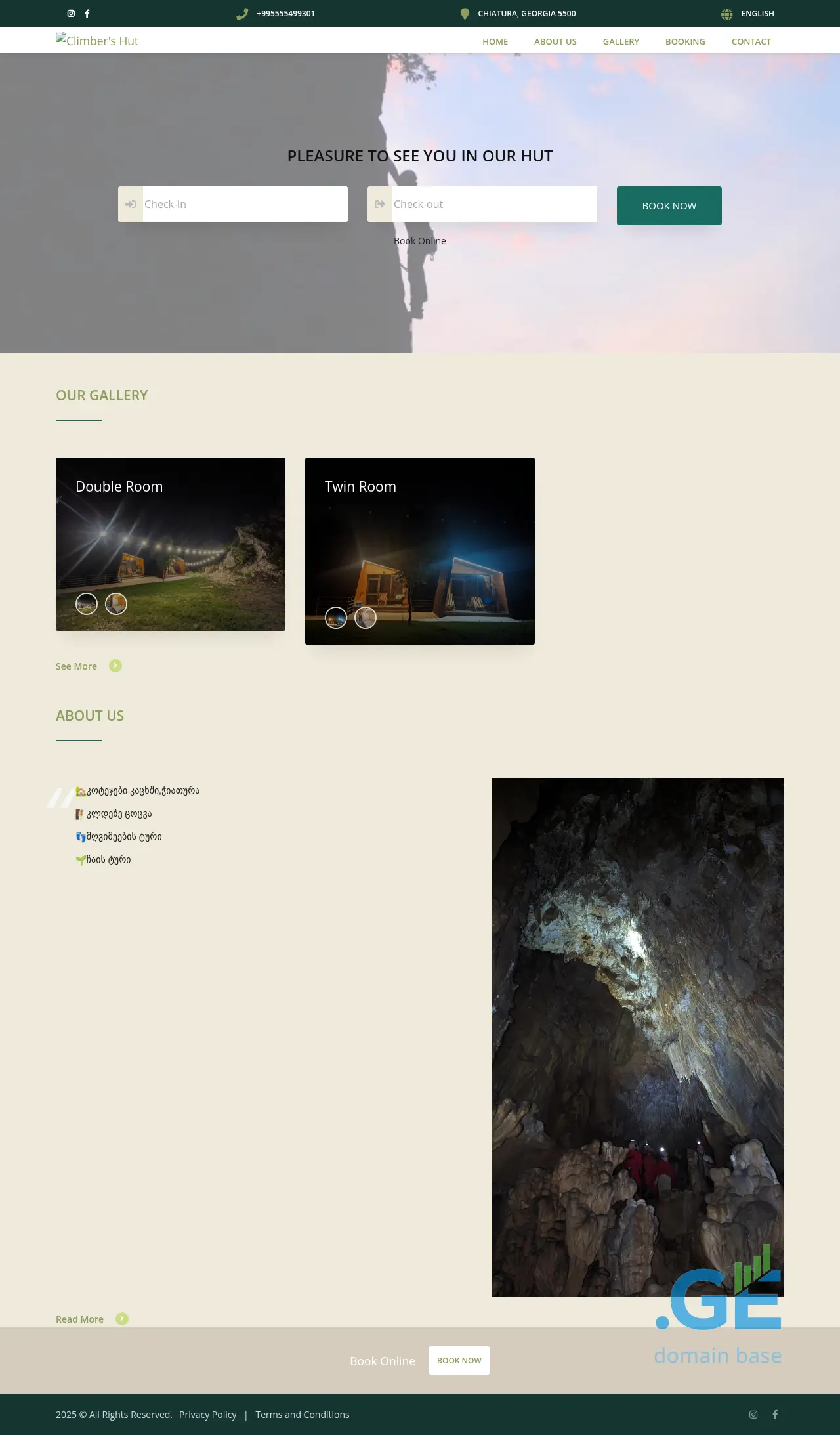 Screenshot of the site climbershut.ge