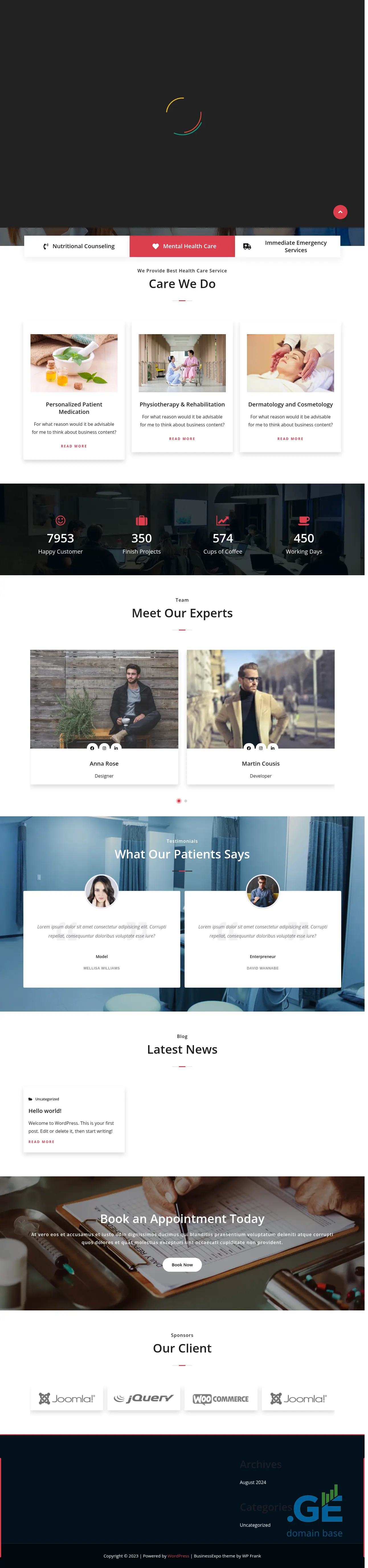 Screenshot of the site clinic2.ge