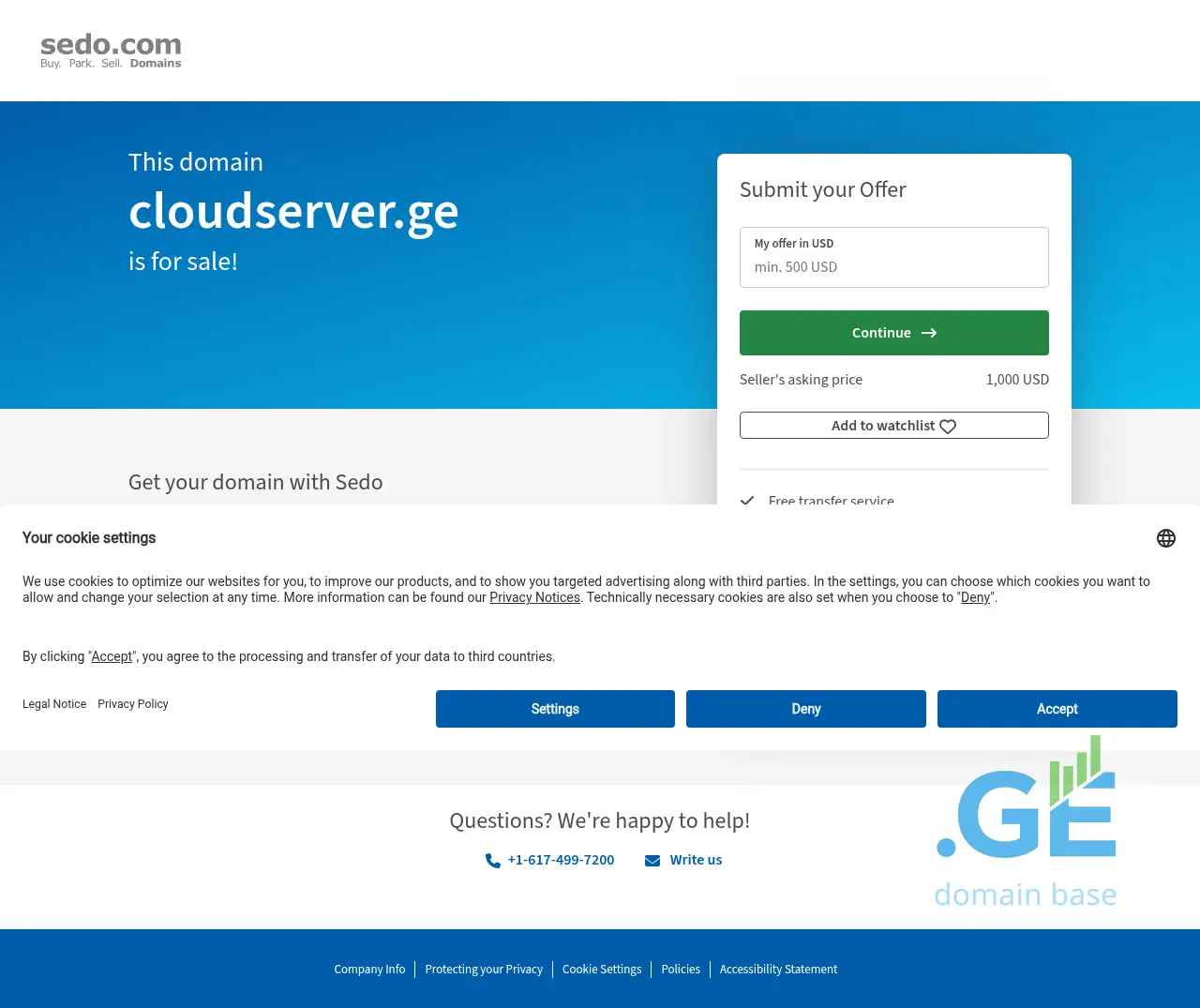 Screenshot of the site cloudserver.ge