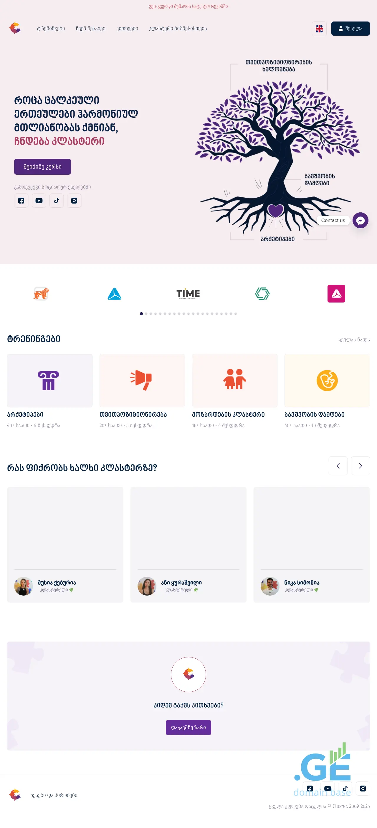 Screenshot of the site clustermodule.ge