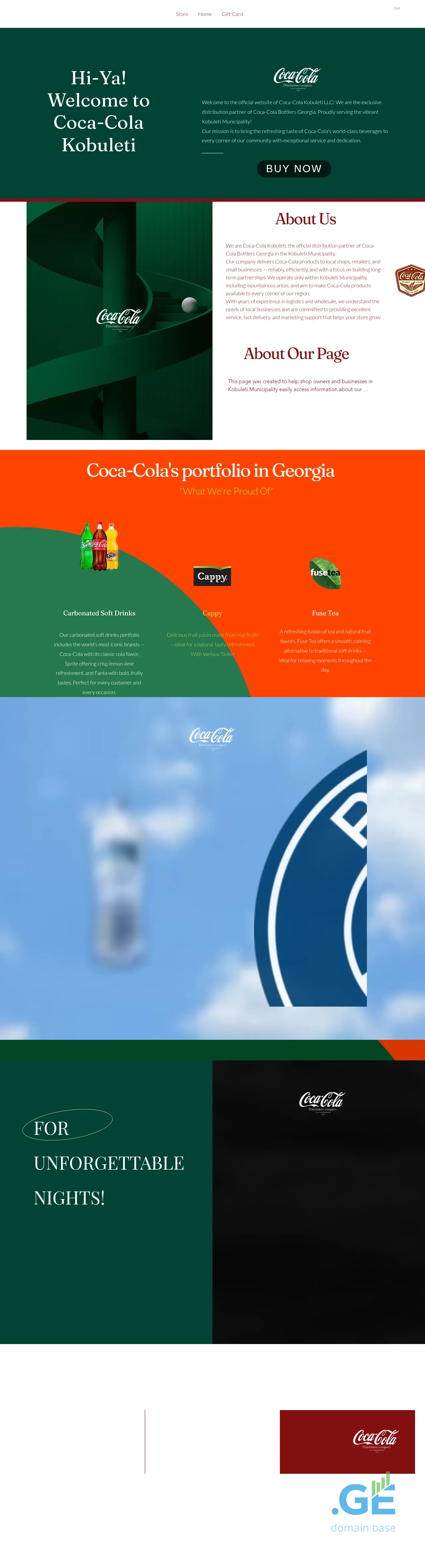 Screenshot of the site cocacolakobuleti.ge