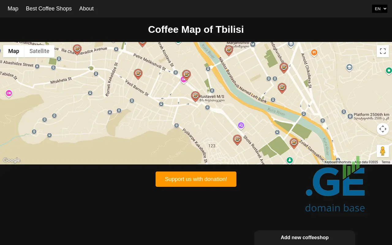Screenshot of the site coffeemap.ge
