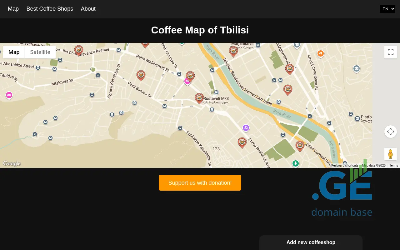 Screenshot of the site coffeeshops.ge