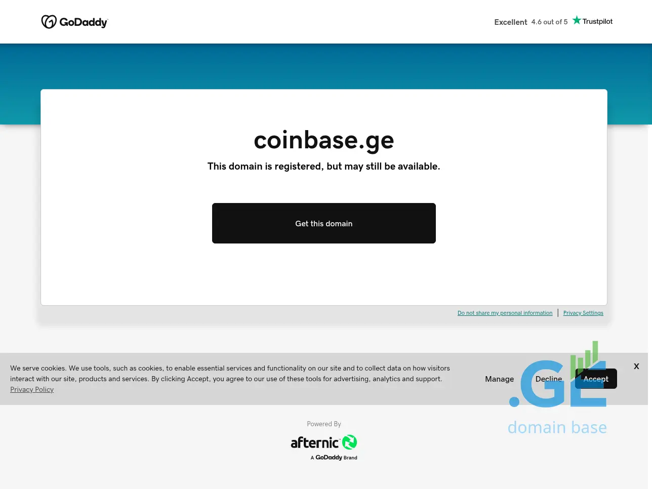 Screenshot of the site coinbase.ge