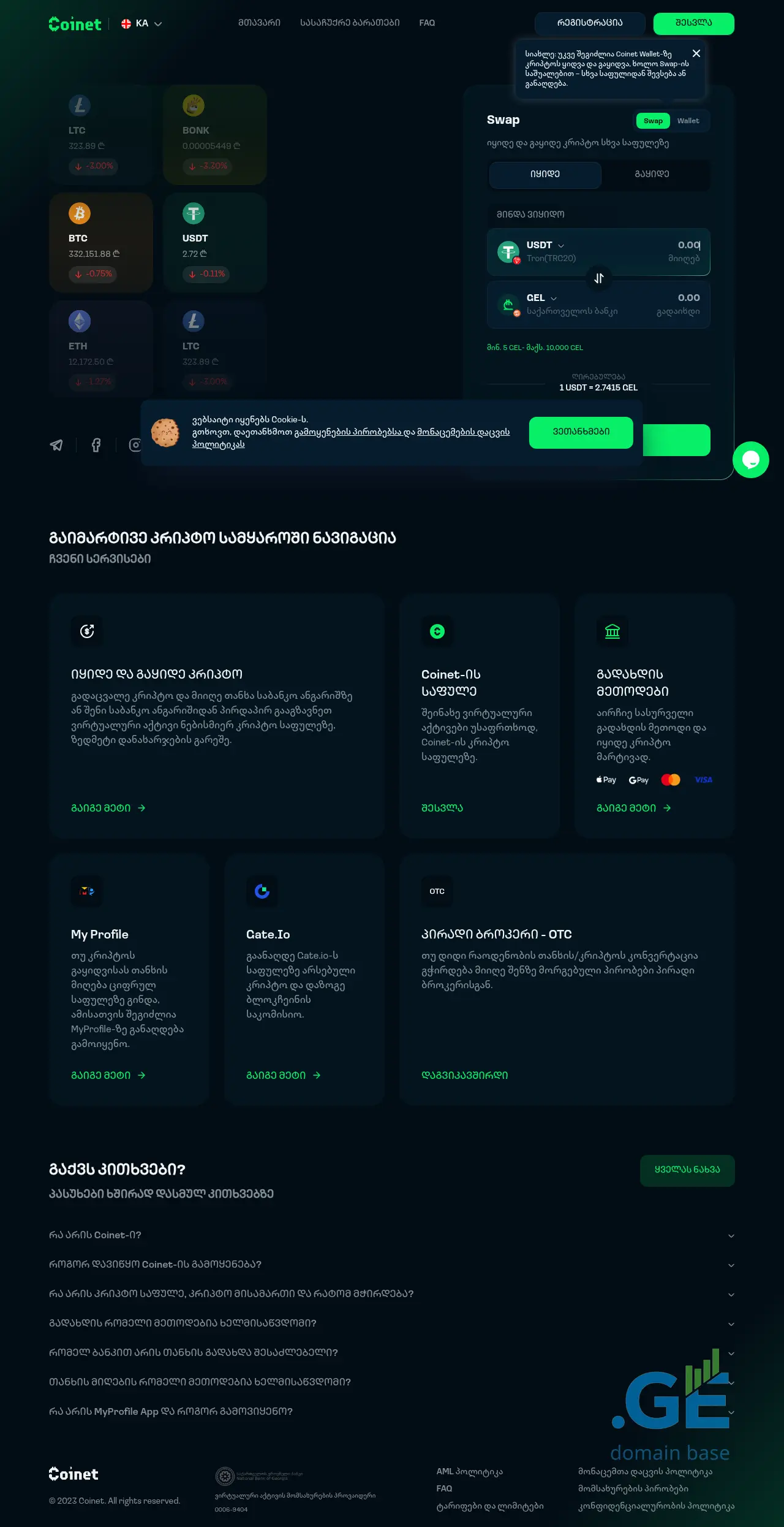 Screenshot of the site coinet.ge