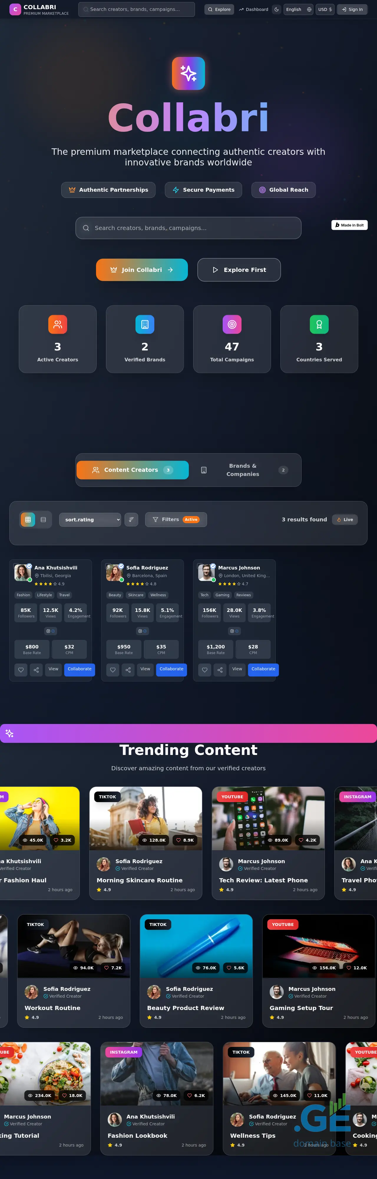 Screenshot of the site collabri.ge