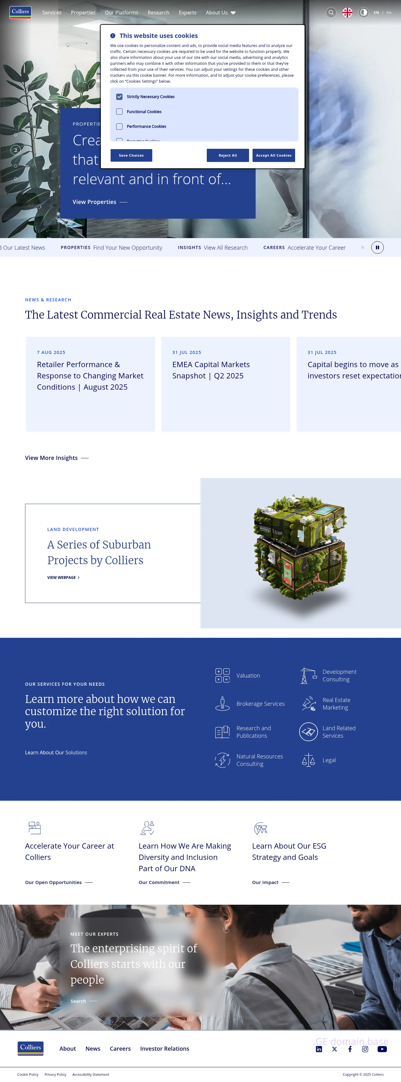 Screenshot of the site colliers.ge