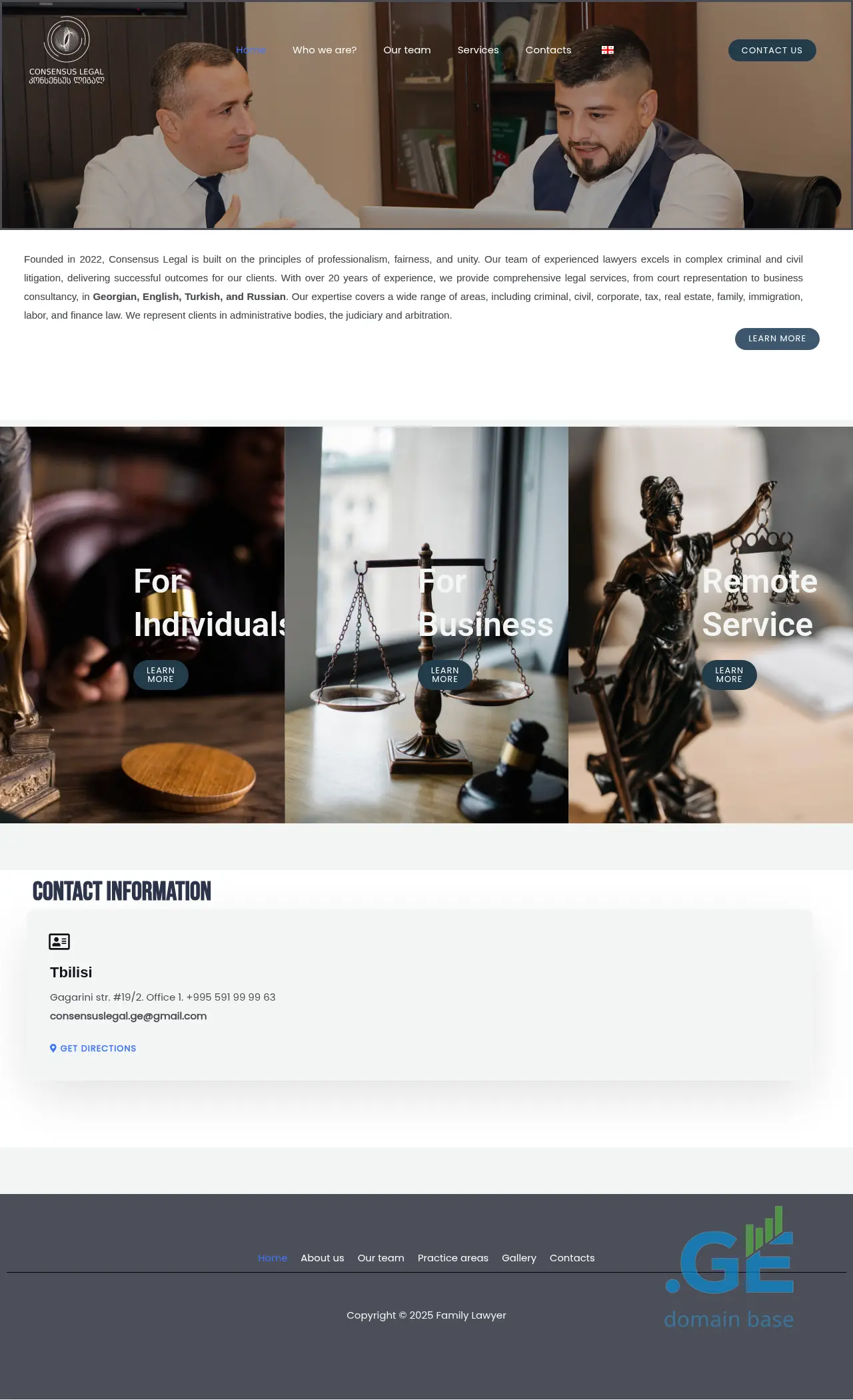 Screenshot of the site consensuslegal.ge