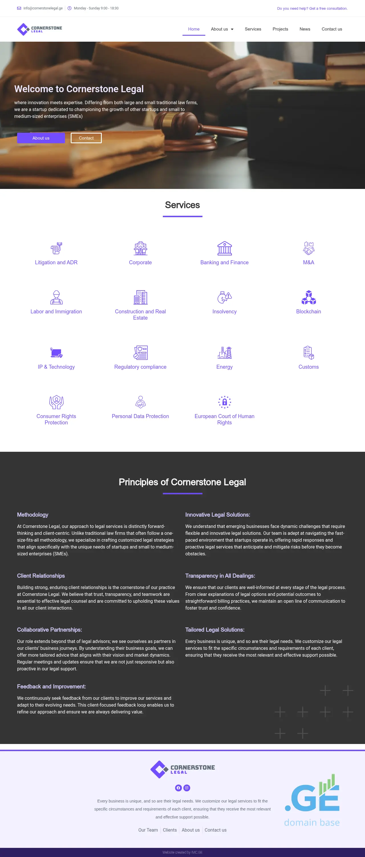 Screenshot of the site cornerstonelegal.ge