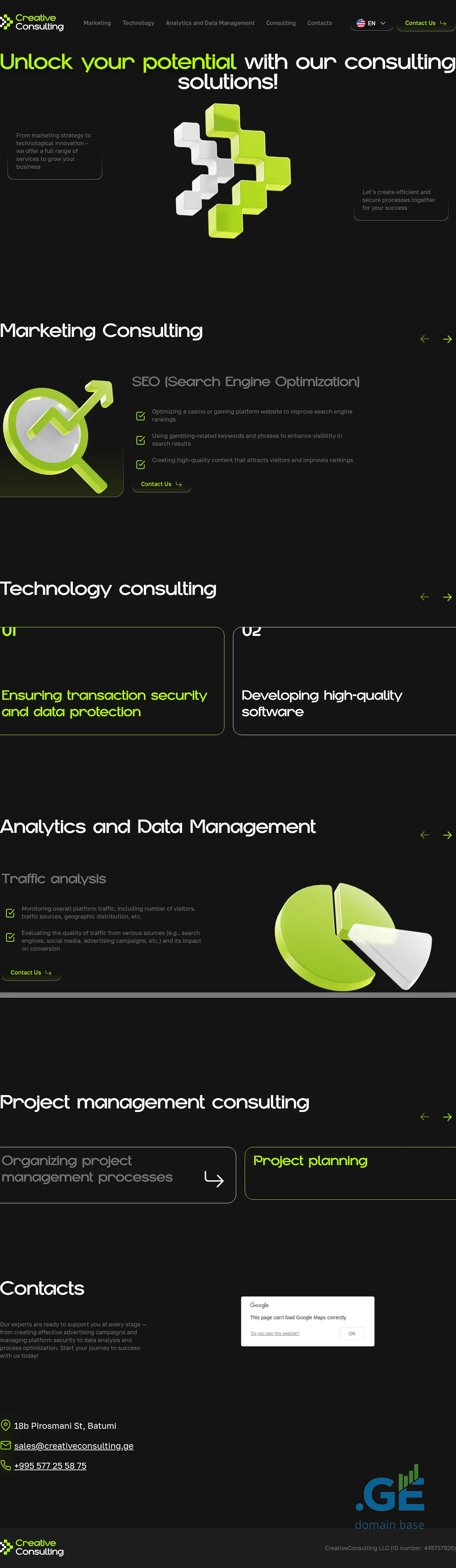 Screenshot of the site creativeconsulting.ge