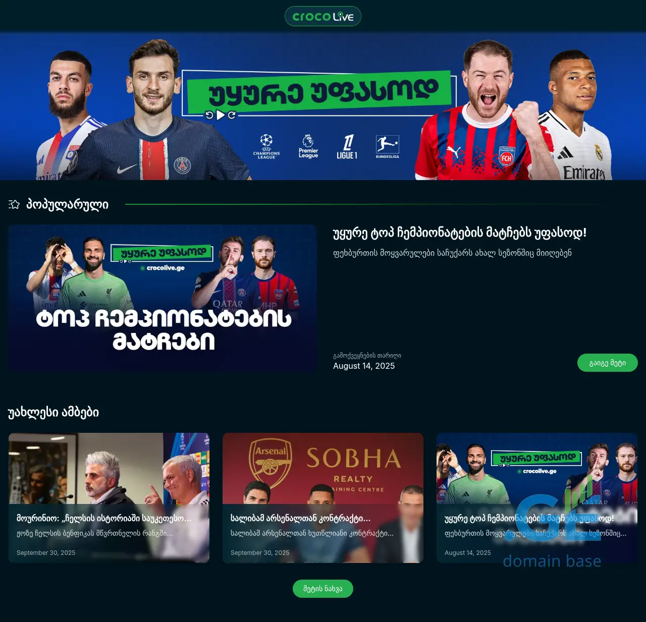 Screenshot of the site crocotv.ge