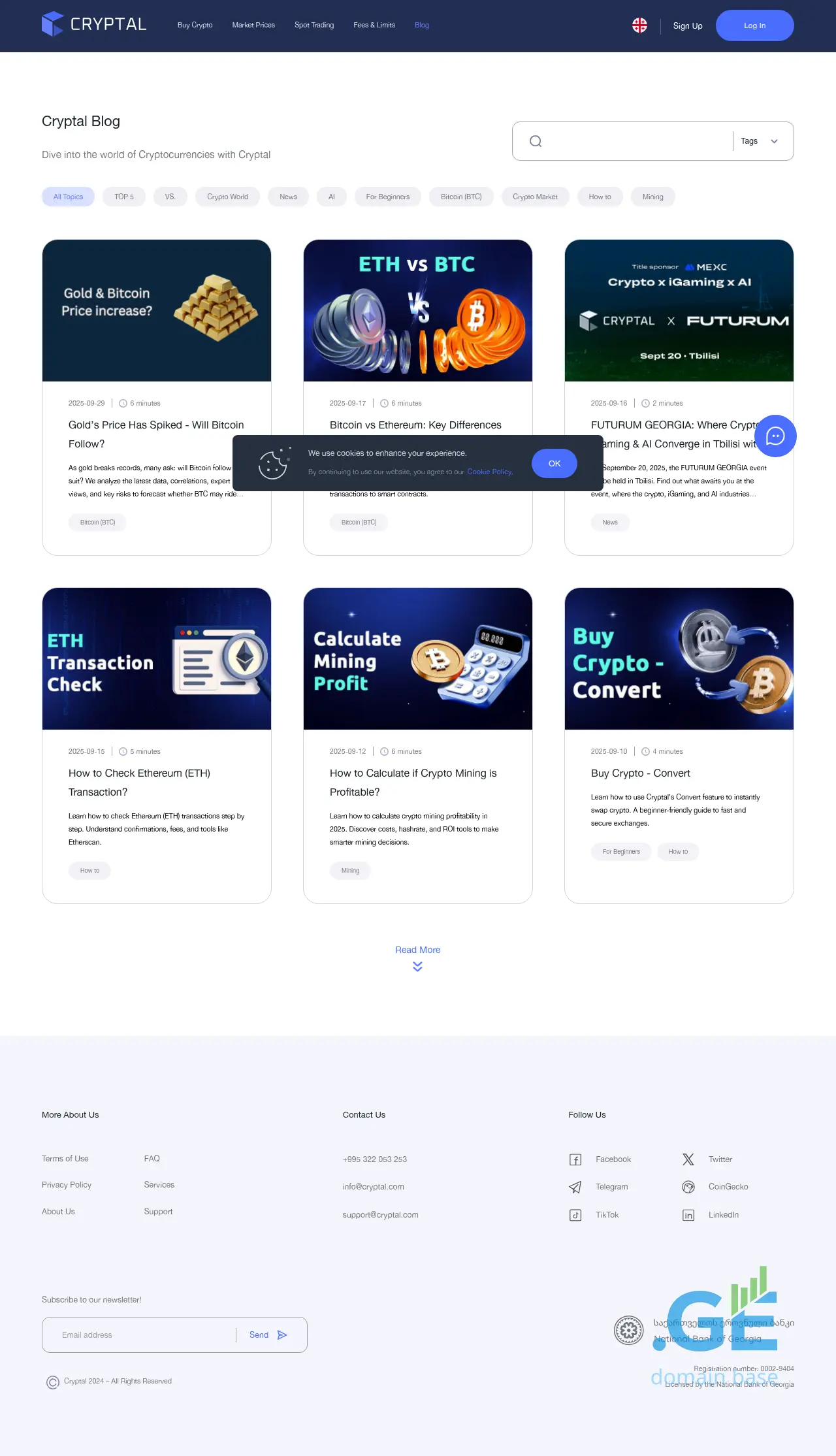 Screenshot of the site cryptalnews.ge