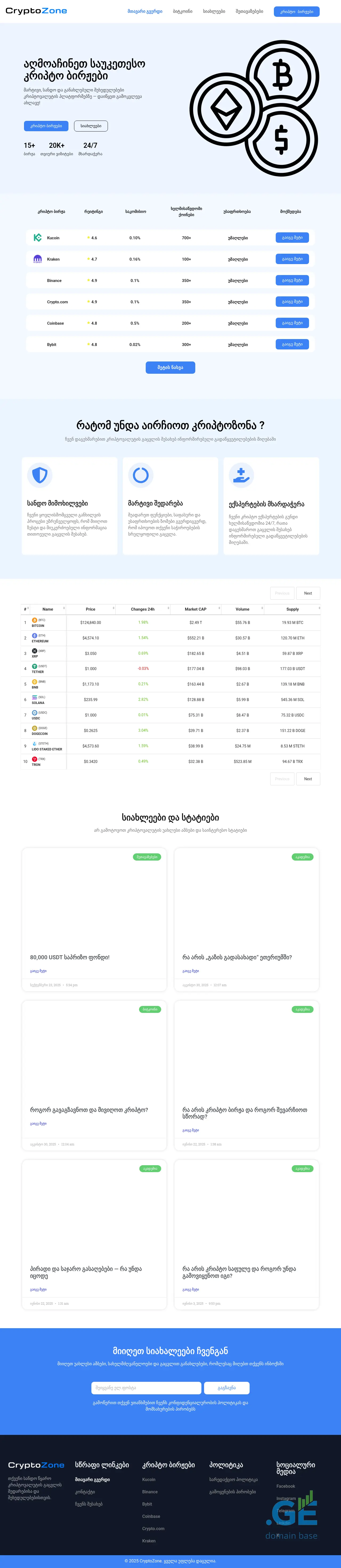 Screenshot of the site cryptozone.ge