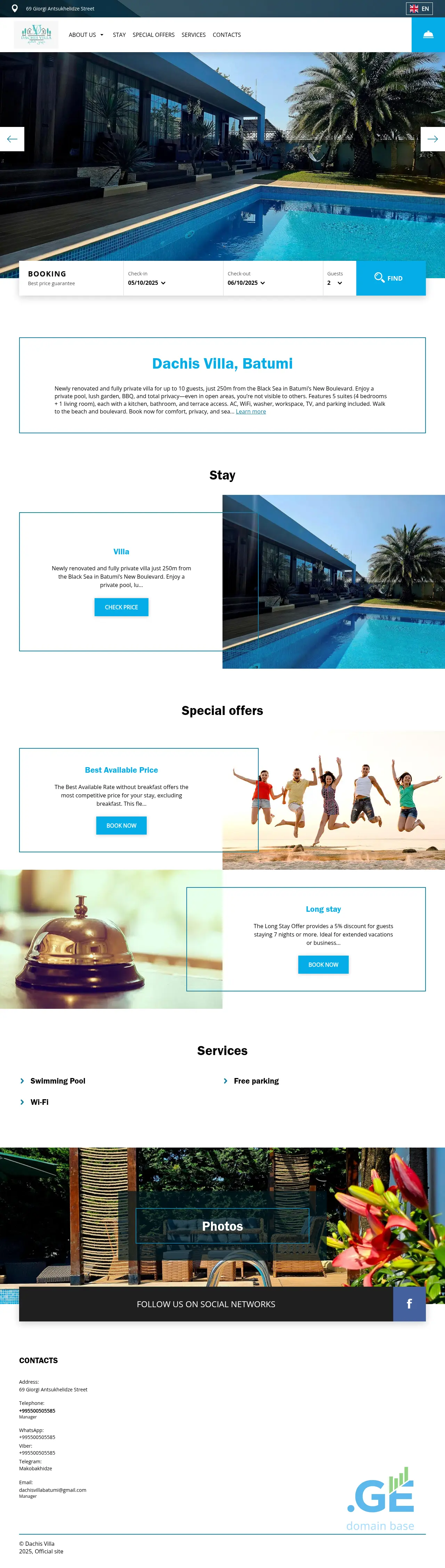 Screenshot of the site dachisvilla.ge