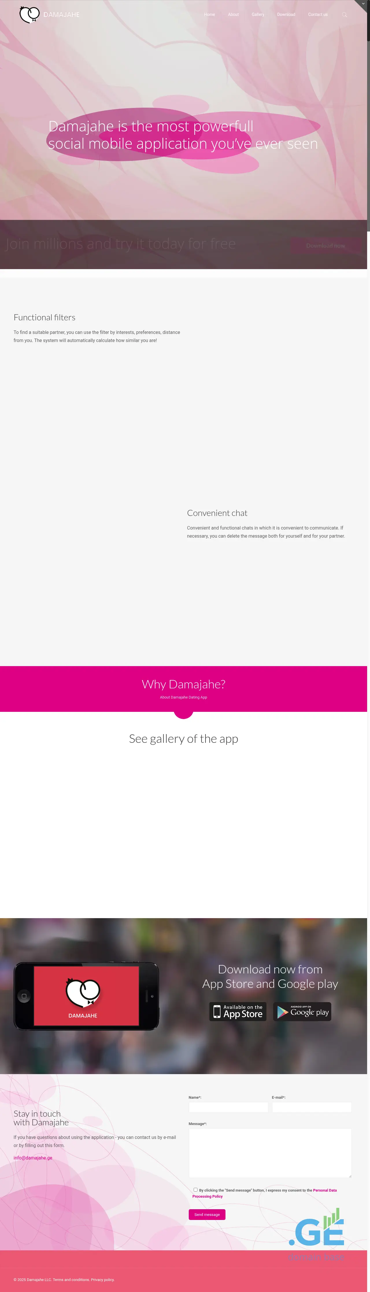 Screenshot of the site damajahe.ge