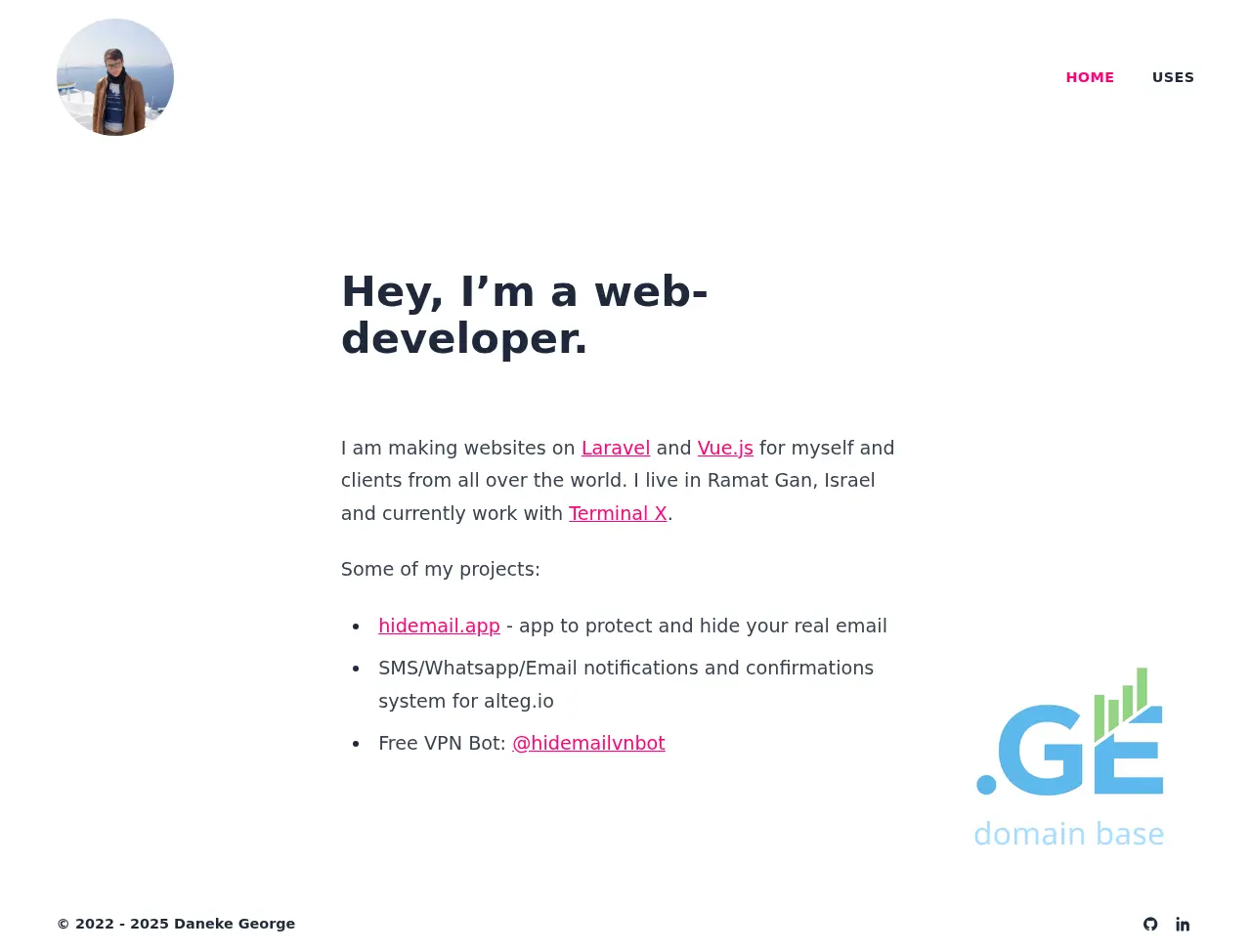 Screenshot of the site daneke.ge