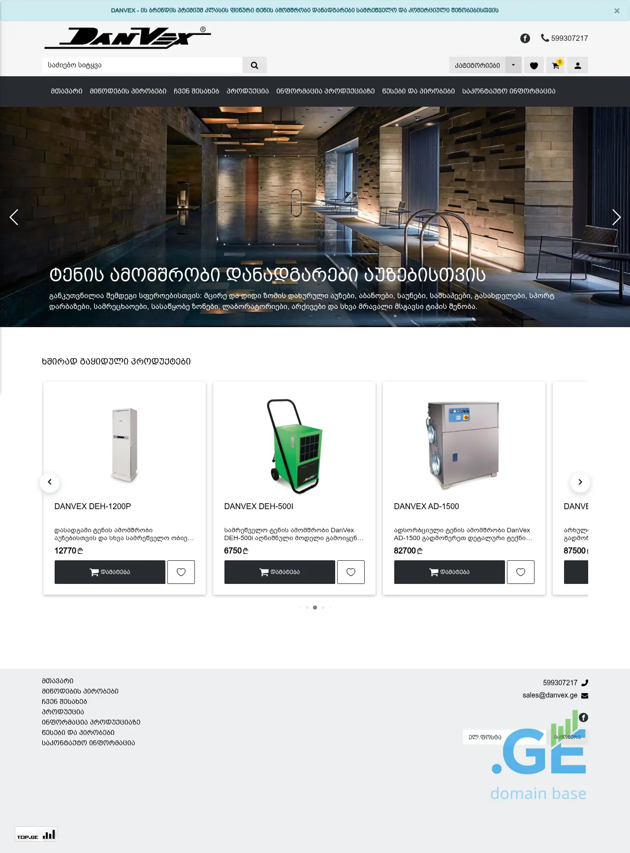 Screenshot of the site danvex.ge