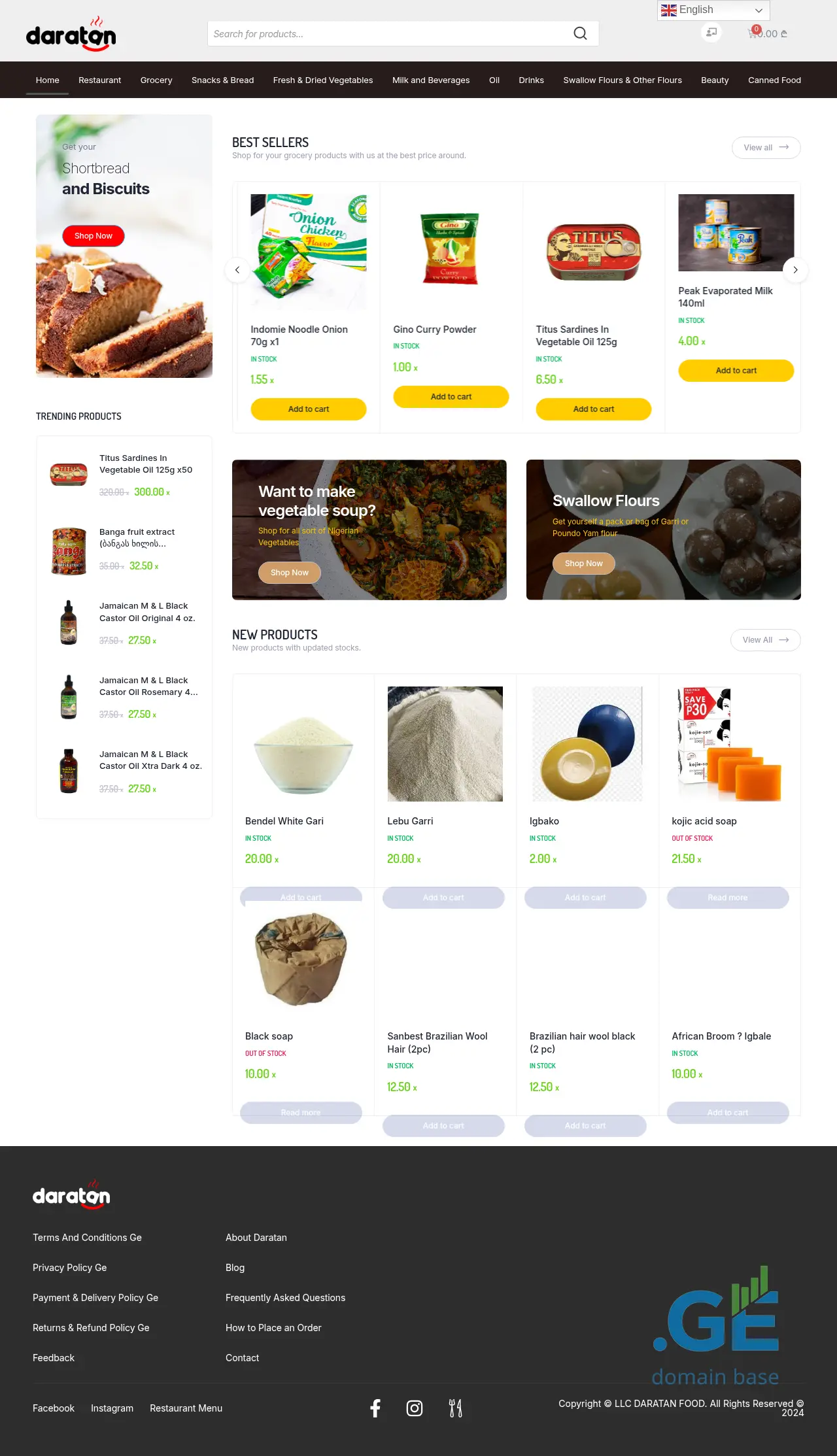Screenshot of the site daratanfoods.ge